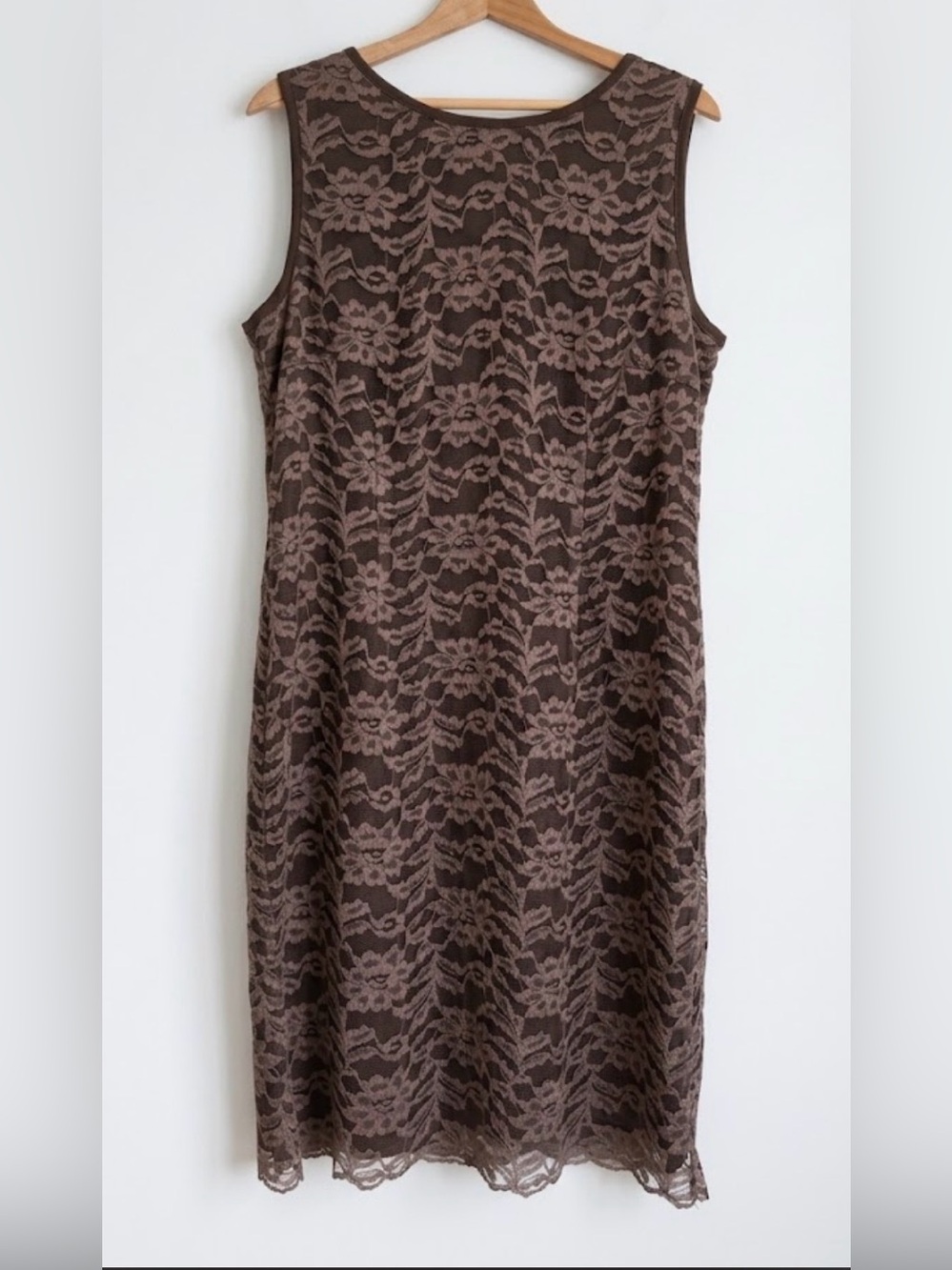 Bob Mackie Brown Lace Sleeveless Shift Dress